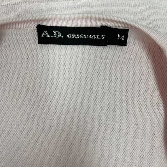 A. D. Originals Women's Top Medim Light Pink Sheer Rhinestones - Picture 9 of 11